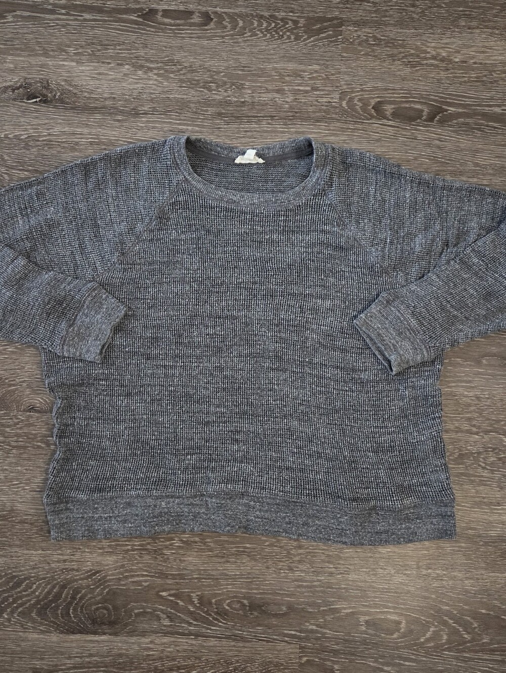 EILEEN FISHER Charcoal Gray Textured Waffle Knit Pullover- XL.